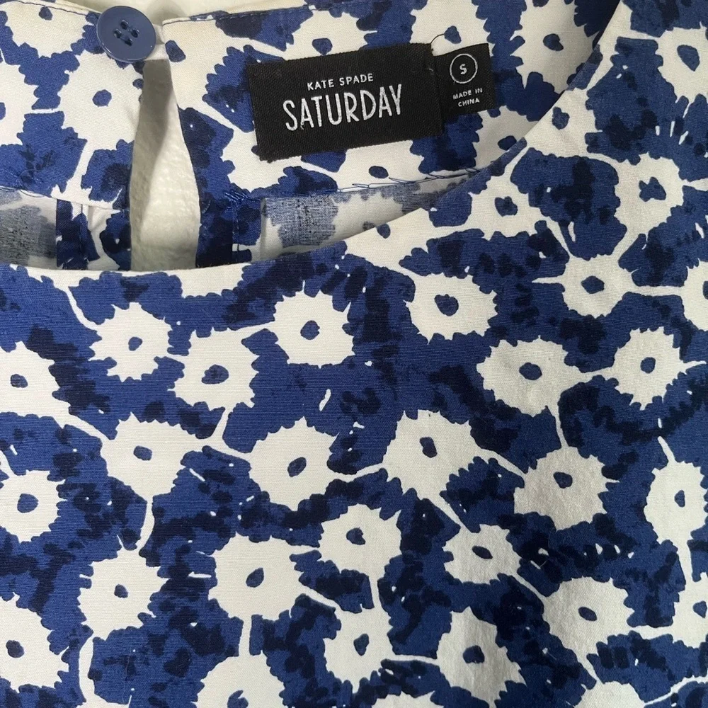 Kate Spade Saturday Blue Floral Pleated Mini with Pockets Size S
